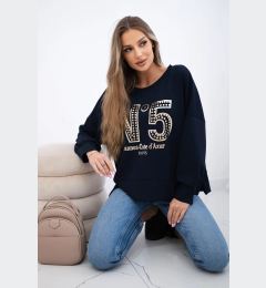 Снимка на Kesi Włoski Printed sweatshirt buttery fabric navy blue