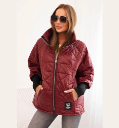 Снимка на Kesi Włoski Quilted women's jacket with a short cut and a stand-up collar burgundy