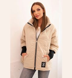 Снимка на Kesi Włoski Quilted women's jacket with a short cut and a stand-up collar dark beige