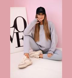 Снимка на Kesi Włoski Set hoodie buttery fabric + ribbed trousers grey