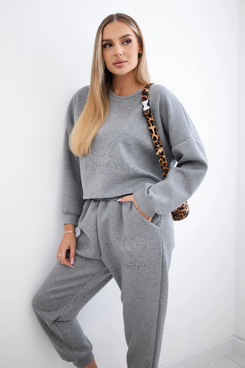 Снимка на Kesi Włoski Viscose set Amour sweatshirt + pants grey