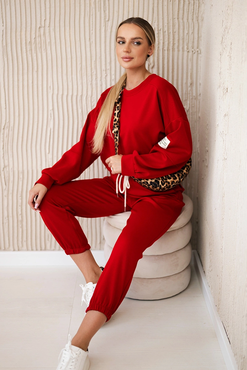 Снимка на Kesi Włoski Viscose set sweatshirt + pants red