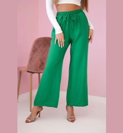 Снимка на Kesi Włoski Viscose wide-leg trousers light green