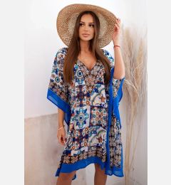 Снимка на Kesi Włoski Women's beach poncho with oriental pattern cornflower blue