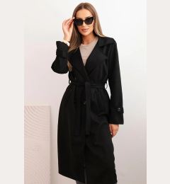 Снимка на Kesi Włoski Women's coat tied at the waist with a collar and buttons black