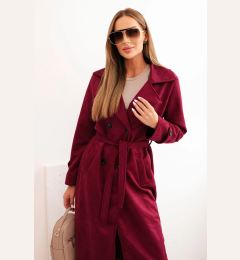 Снимка на Kesi Włoski Women's coat tied at the waist with a collar and buttons burgundy