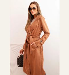 Снимка на Kesi Włoski Women's coat tied at the waist with a collar and buttons camel