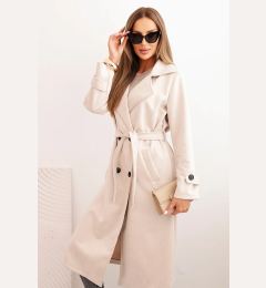 Снимка на Kesi Włoski Women's coat tied at the waist with a collar and buttons light beige