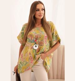 Снимка на Kesi Włoski Women's cotton blouse with butterfly motif and short sleeves kiwi