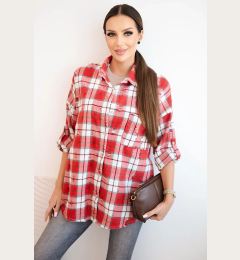 Снимка на Kesi Włoski Women's cotton checkered shirt with a distressed effect red