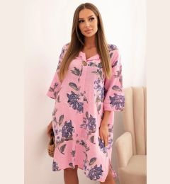 Снимка на Kesi Włoski Women's cotton dress with a floral pattern and 3/4 sleeves light pink