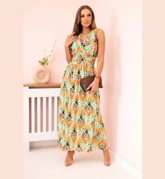 Снимка на Kesi Włoski Women's cotton dress with gathered waist and tied shoulders orange