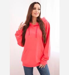 Снимка на Kesi Włoski Women's cotton looped sweatshirt with a hood and kangaroo pocket pink