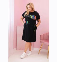 Снимка на Kesi Włoski Women's cotton Plus Size dress with colorful print and pocket black