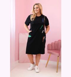 Снимка на Kesi Włoski Women's cotton Plus Size dress with print black