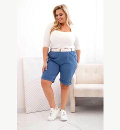 Снимка на Kesi Włoski Women's Cotton Plus Size Shorts with Belt denim