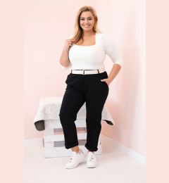 Снимка на Kesi Włoski Women's Cotton Plus Size Trousers with Belt black