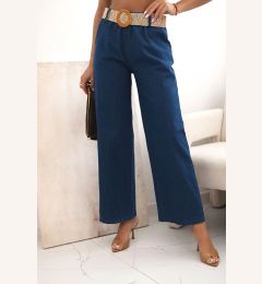 Снимка на Kesi Włoski Women's cotton trousers with wide legs and a belt denim