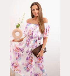 Снимка на Kesi Włoski Women's dress with a frill and bare shoulders with flowers violet