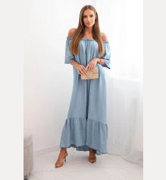 Снимка на Kesi Włoski Women's dress with short sleeves and frill light denim