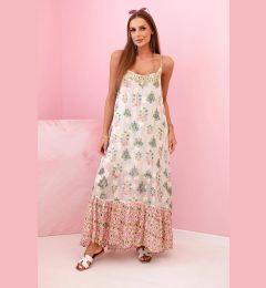 Снимка на Kesi Włoski Women's dress with straps made of light viscose with a frill pink