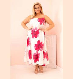 Снимка на Kesi Włoski Women's dress with straps, ruffle, and floral print pink
