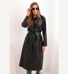 Снимка на Kesi Włoski Women's faux leather trench coat with belt and collar black