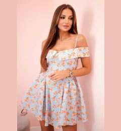 Снимка на Kesi Włoski Women's floral flared dress with bare shoulders blue
