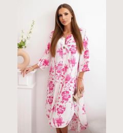 Снимка на Kesi Włoski Women's floral viscose dress with an asymmetrical hemline pink