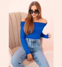 Снимка на Kesi Włoski Women's long-sleeved bodysuit blouse with bare shoulders cornflower blue