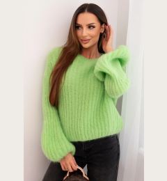 Снимка на Kesi Włoski Women's mohair sweater with puff sleeves light green