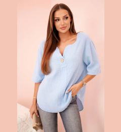 Снимка на Kesi Włoski Women's muslin shirt with a button blue