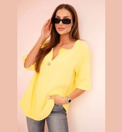 Снимка на Kesi Włoski Women's muslin shirt with a button yellow