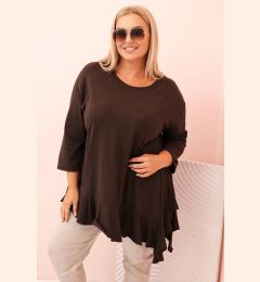 Снимка на Kesi Włoski Women's Plus Size blouse with cotton, featuring a pocket and rolled sleeves kiwi