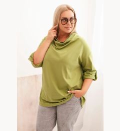 Снимка на Kesi Włoski Women's Plus Size blouse with cotton in a loose fit with a water neckline olive fango