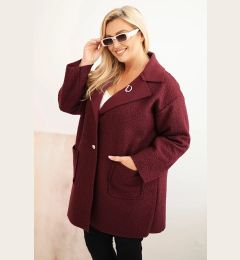 Снимка на Kesi Włoski Women's Plus Size coat shearling with wool and pockets plum