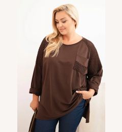 Снимка на Kesi Włoski Women's Plus Size cotton blouse with print brown