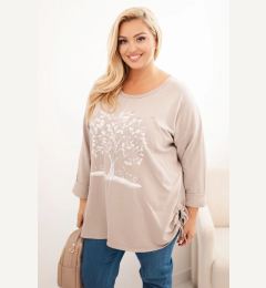 Снимка на Kesi Włoski Women's Plus Size cotton blouse with tree print beige