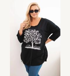 Снимка на Kesi Włoski Women's Plus Size cotton blouse with tree print black