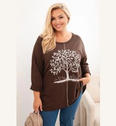 Снимка на Kesi Włoski Women's Plus Size cotton blouse with tree print brown