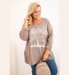 Снимка на Kesi Włoski Women's Plus Size cotton blouse with tree print fango