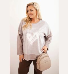 Снимка на Kesi Włoski Women's Plus Size cotton sweatshirt with heart print and drawstrings fango