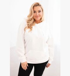 Снимка на Kesi Włoski Women's Plus Size Loop Sweatshirt with Hood and Kangaroo Pocket white