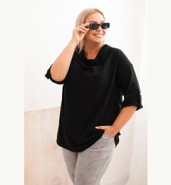Снимка на Kesi Włoski Women's Plus Size loose-fit blouse with cotton and a water neckline black