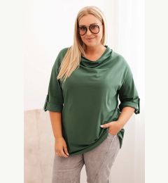 Снимка на Kesi Włoski Women's Plus Size loose-fitting blouse with a water neckline dark green