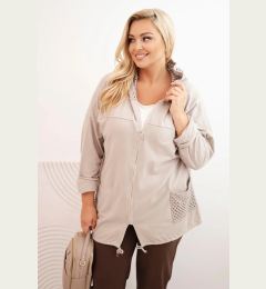 Снимка на Kesi Włoski Women's Plus Size oversized cotton sweatshirt long sleeve beige