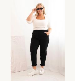 Снимка на Kesi Włoski Women's Plus Size pre-washed pants with viscose and wide elastic black
