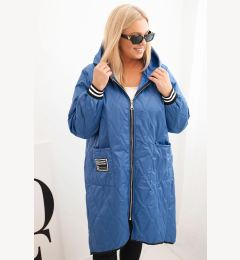 Снимка на Kesi Włoski Women's Plus Size quilted jacket with a hood and sporty cuffs light denim