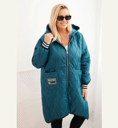 Снимка на Kesi Włoski Women's Plus Size quilted jacket with a hood and sporty cuffs teal