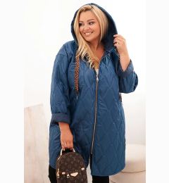 Снимка на Kesi Włoski Women's Plus Size quilted jacket with a hood and the inscription HOPE denim